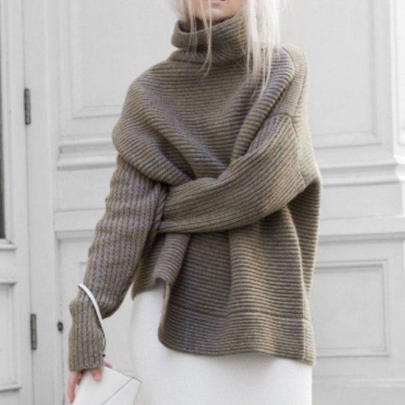 Aritzia Sweaters - Aritzia Mika Cashmere & Wool Funnel Cowl Turtleneck Sweater Boxy Oversized Cozy
